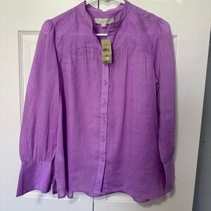 LOFT Lavender Button-Up Blouse